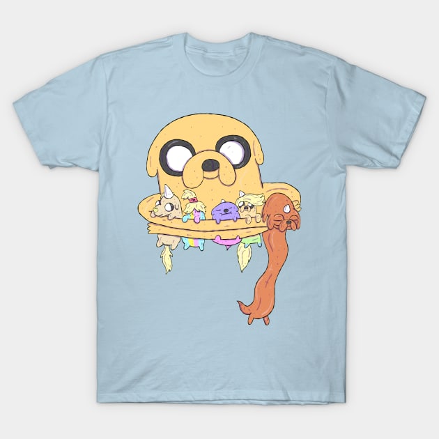 Adventure Time - Jake with Pups T-Shirt by surfinggiraffecomics